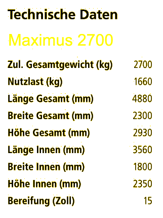 Technische Daten Maximus 2700 